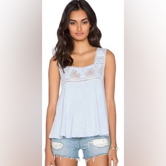 Free People Tops - Free People Angel Blue Costa Mesh Open Back Tank Size Small